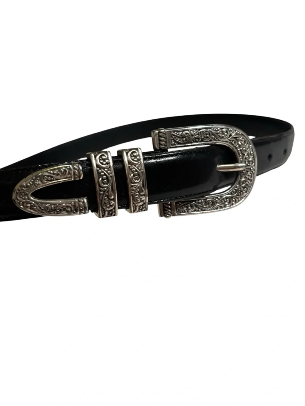 Brighton Black Leather Belt Size 30 Medium Silver Hardware Western Rodeo Unisex